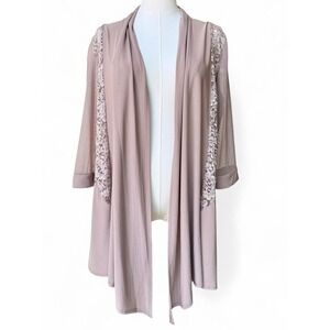 RM Richards Petite Cardigan Sz 10 – Floral Lace Sleeves, Sequin Accents